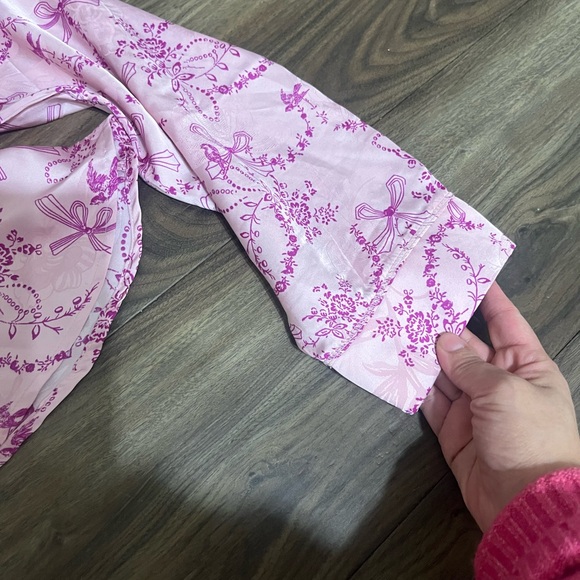 NWT Free People Women's Sleep Pajama Blushing Coral Combo Top Blouse Medium - Picture 5 of 7